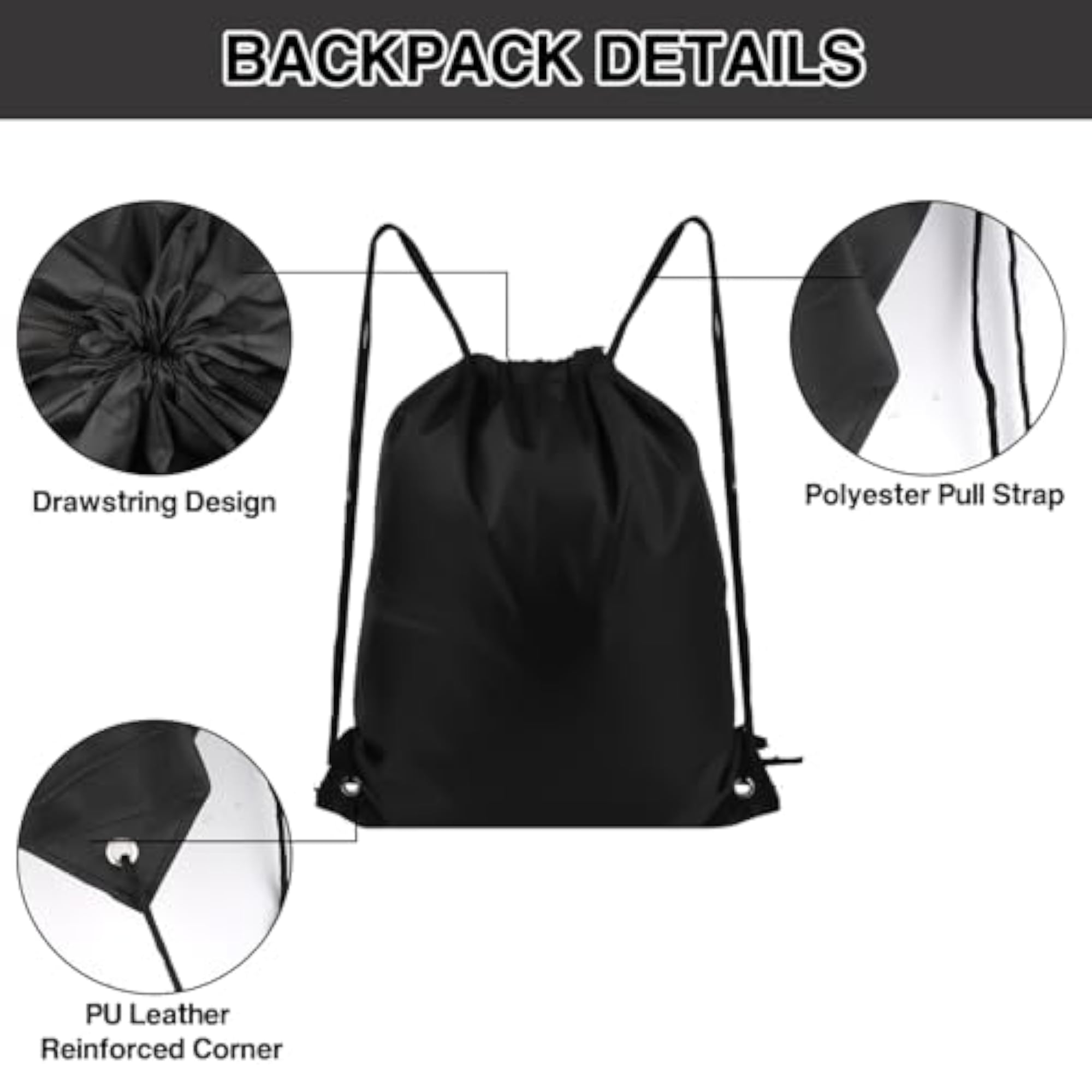 20 Colors Drawstring Backpack, Multicolor Medium Size
