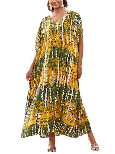 Image of Kaftan Dresses for Women Plus Size Bathing Suit Cover up Caftan Maxi Beach Dresses