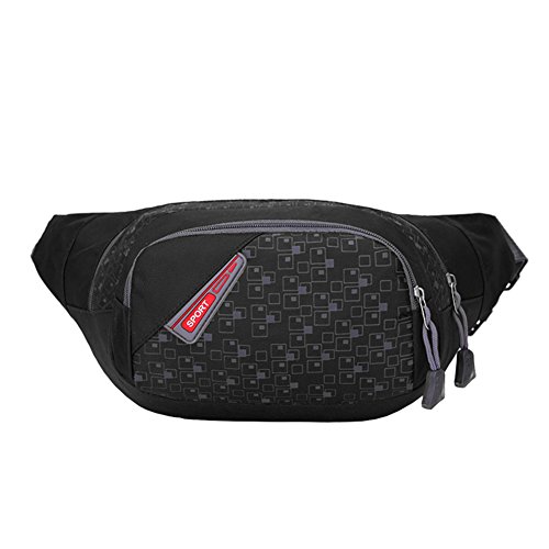 Deerbird Léger Lombaire Sac,Nylon Bum Sac Exécution Ceinture Imperméable Chatte Sac pour Sports Voyage,Porter iPhone X 8 Plus, Galaxy S4 S5 S6 S7 (Noir)