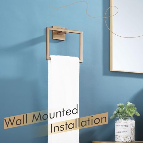 Image of KOKOSIRI Towel Ring Holder Bathroom Lavatory Hand Towel Rack Wall Mount Bathroom Hardware Champagne Bronze Stainless Steel, B3004CPG