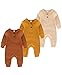 Chamie Baby Romper Newborn Knitted Jumpsuit Long Sleeve Baby Boys Girls Footless One-Piece Suit 0-24 Months,3 Pcs,Yellow,Brown,Almond