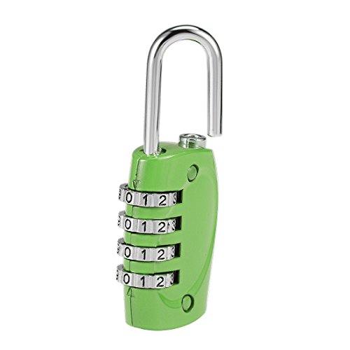 Image of uxcell 4 Digit Combination Padlock, 4mm Shackle, Zinc Alloy Lock Waterproof Lock for Gym Locker Fence Suitcase Travel Outdoor, Green