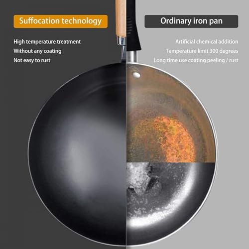 Wok de hierro fundido con pala, 38 cm miniatura 3