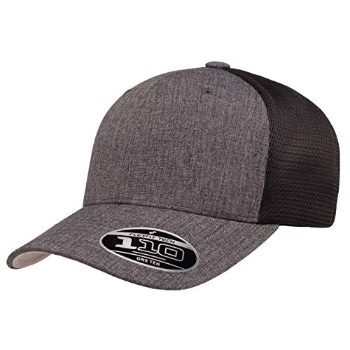 Flexfit unisex adult Flexfit Men's Flexfit 110 Trucker Mesh - 2-tone Cap, Melange Charcoal/Black, One Size US