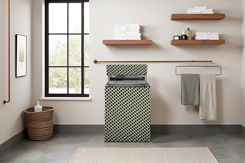 Image of Stylista Polyester Washing Machine Cover Compatible for Godrej 7.5 KG Fully-Automatic Top Loading WTEONALLUREEC7.5ROGRCAN, Check Coffee