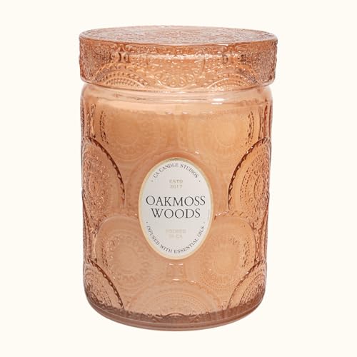 LEOBEN Oakmoss Woods Scented Candle &ndash; 18oz 80hr Burn Vegan Soy Wax