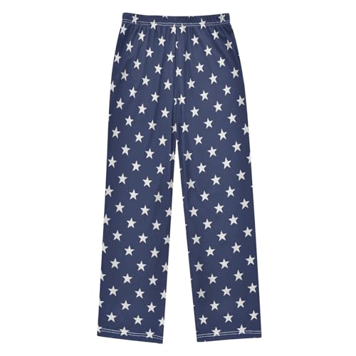 Navy Stars Prints Pajama Pants Lounge Sleep Pants Elastic Waist Long Pajama Bottoms with Pockets for 6-14 Years2