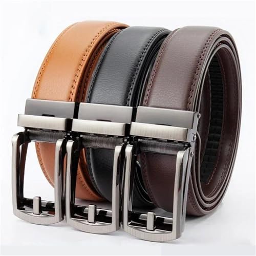 Mnjyihy Men's Casual Leather Belt Fashion Alloy Automatic Buckle Two-Layer Cowhide Business Belt2