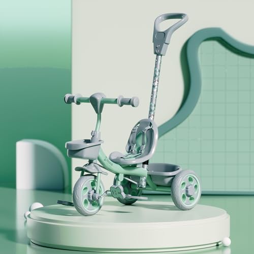 Cockatoo Star-Cruise Tricycle for Kids 2-5 Years, Kids Cycle for 2-5 Years with Printed Parental Control Handle, Tricycle with EVA Wheels,Basket & Bell,Baby Cycle Colour- Sea Green