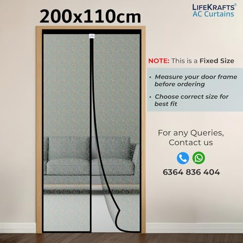 Image of LifeKrafts AC Curtain Magnetic|Thermal Screen|Insulated|Translucent Glitter Pattern|Insect & Pest Control|Privacy Screen, Dust, Pollen & Pollution Control Screen(Size 200 x 110 cm) Non-Customizable