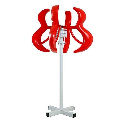 coldwind Windturbinengenerator Mit Regler,5 Klinge Windmühle Generator Windkraftanlagen Unternehmen Turbine Generator Kit Für Zu Hause Camping Rot-Only Pole 1000mm Cover