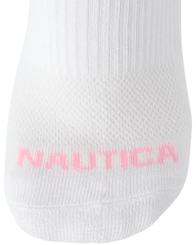 Image of Nautica Womens No Show Socks Moisture Wicking Low Cut Ankle Socks, 12 Pack | Moisture Wicking Dri-Motion Fabric, Cushioned Key Areas, Banded Arch Support, No Show Low Cut, Shoe Size 4-10