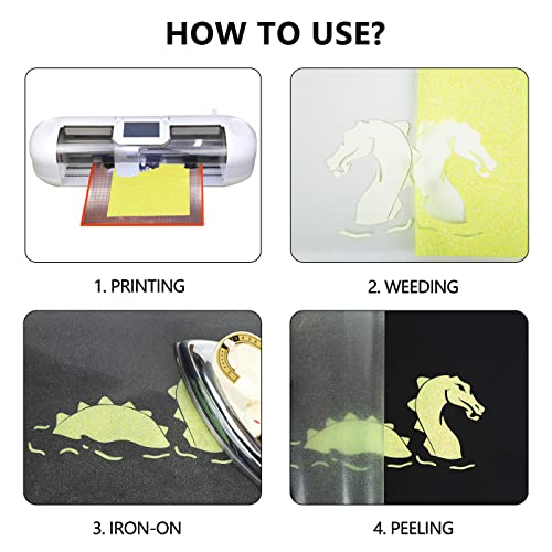 Image of guangyintong Heat Transfer Vinyl Glow Glitter Light Yellow HTV Rolls, 12 inch x 5ft Iron on Vinyl for T Shirts, Glitter HTV Vinyl for All Cutter Machine Easy to Cut & Weed for DIY Design