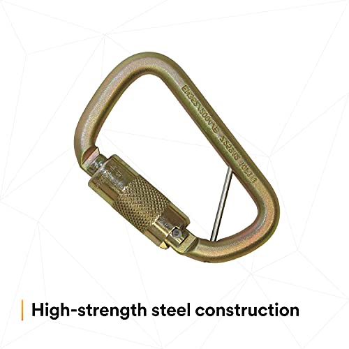 Image of 3M DBI-SALA Saflok 2000117 Carabiner, 11 /16 inch Gate Opening Steel, with Self Closing Locking Gate, Yellow-Zinc