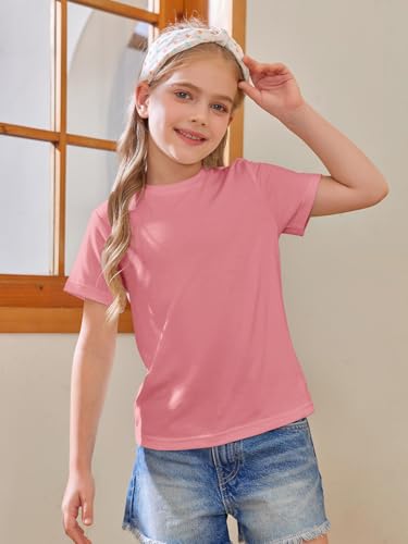 Image of Girls Short Sleeve T Shirts Kids Summer Tops Crewneck Tees 5-14 Years