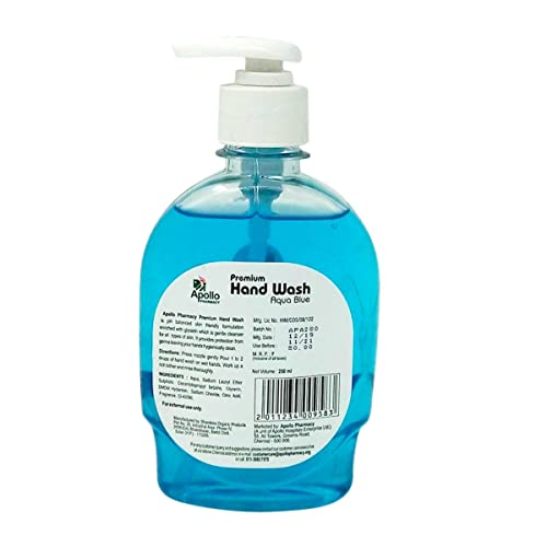 Image of Apollo Pharmacy Premium Aqua Blue Handwash, 500 ml (2x250 ml)