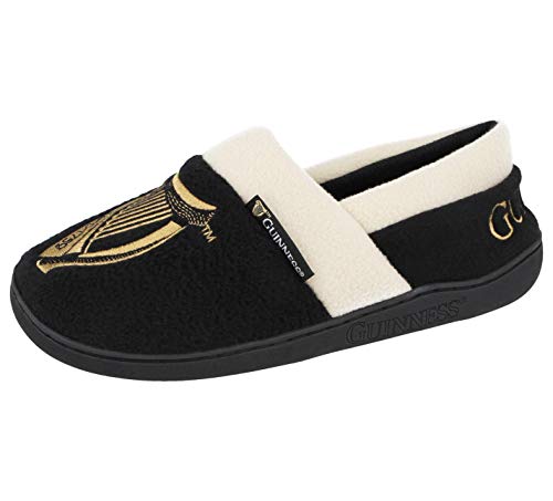 Guinness Pantuflas de forro polar para hombre, diseño oficial de Ale Ireland, con espalda completa, talla 7-12, color Negro, talla 40 2/3 EU Cover