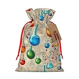 Bolsa de regalo con estampado de química con asas y etiqueta, perfecta para Navidad, cumpleaños, boda o regalo diario - (M)