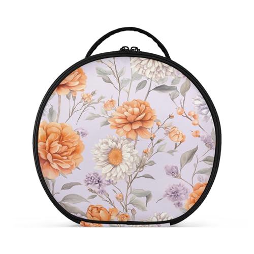 Takiito Orange Roses on Purple Travel Makeup Case Portable Makeup Box Artist Cosmetic Case Organizer With Adjustable Dividers