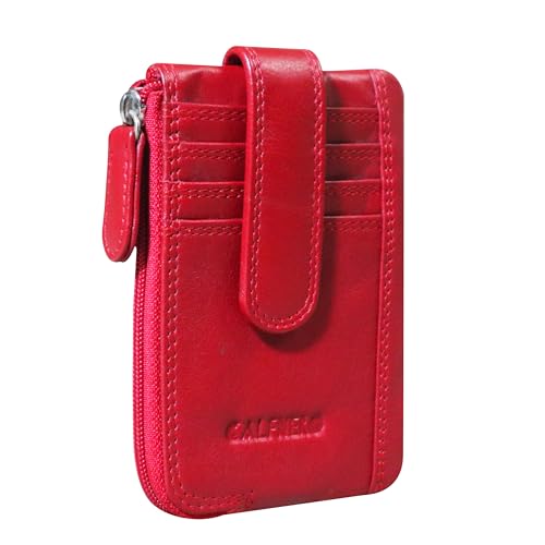 Image of Calfnero Genuine Leather Card Holder & Key Case for Men & Women | Slim Wallet with Zipper Pocket, Card Slots & Key Chain | Compact Travel Organizer