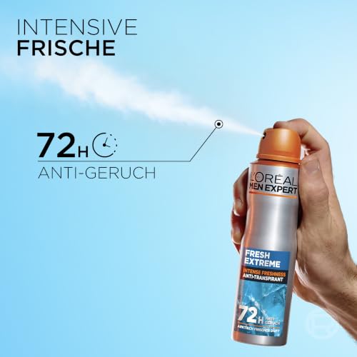 L'Oréal Paris, Men Expert, Fresh Extreme 72H Anti-Transpirant Deospray, mit Ultra-Cooling-Effekt, intensiver Schutz gegen Geruch, Aerosol… – Ansicht 5