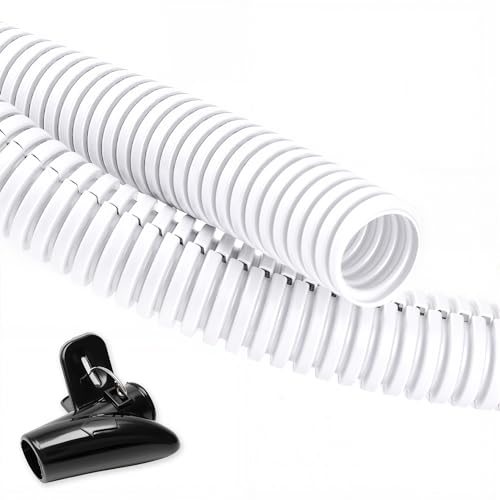 Image of ZhiYo 20FT 1 /2 inch Wire Loom Split Tubing Auto Wire Conduit Flexible Cover | High Temperature Heat Resistant -40F to 257F | Plastic Cover for Electrical Wires & Cables, White