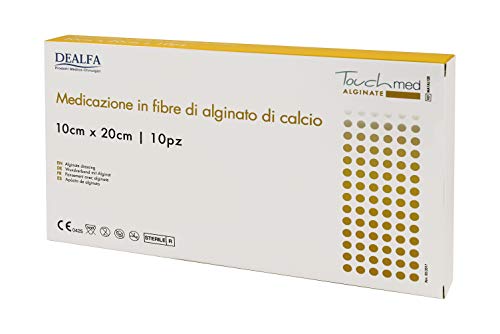 Touchmed - Apósito de fibra de alginato de fútbol - 10 x 20 cm - Paquete de 10 unidades en sobres individuales