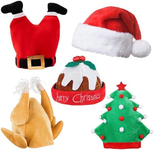 REDSTAR Weihnachtsmützen-Set - 6 Lustige Hüte Für Erwachsene, Inkl. Truthahn, Pudding & Weihnachtsbaum