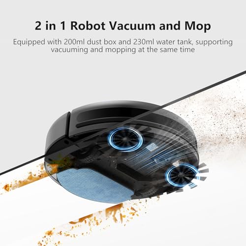 Image of Robot Vacuum Cleaner, Smart Robotic Vacuum Wi-Fi Connected, App Control, Compatible with Alexa and Google Assistant, Automatic Self-Charging Robot Vacuum Perfect for Pet Hair, Carpets and Hard Floors