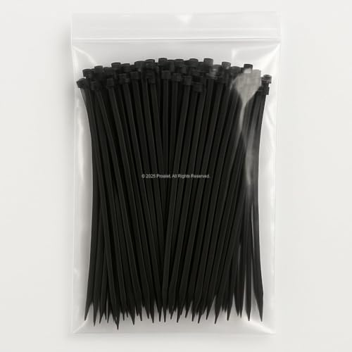Proalet Plastik Kablo Bağı, 100 Adet, Isıya Dayanıklı, Kablo Tutturma Bağı, 6,6 Naylon, Kablo Kelepçesi, Klips Seti, Elektrik Tesisatı, Ofis, Ev Kullanımı İçin Kablo Düzenleyici (Siyah, 4.8 x 250 mm)