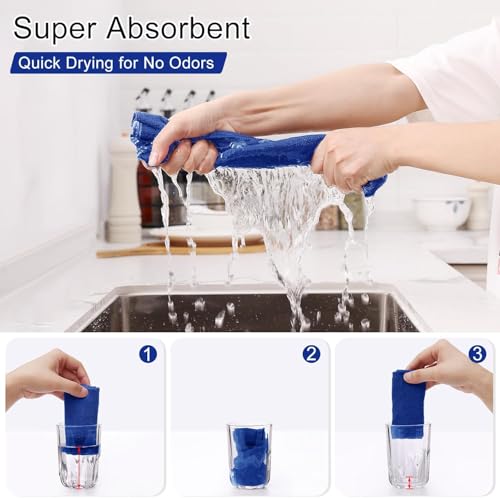 Image of SAMEZONE Microfiber Cleaning Cloth Roll 25x25 cm - Reusable, Washable Tear-Away Cleaning Rags for Home, Kitchen Surfaces, Garage & Auto Detailing Car, Dishes Cleaning Towels 20 Pack (1, Dark Blue)