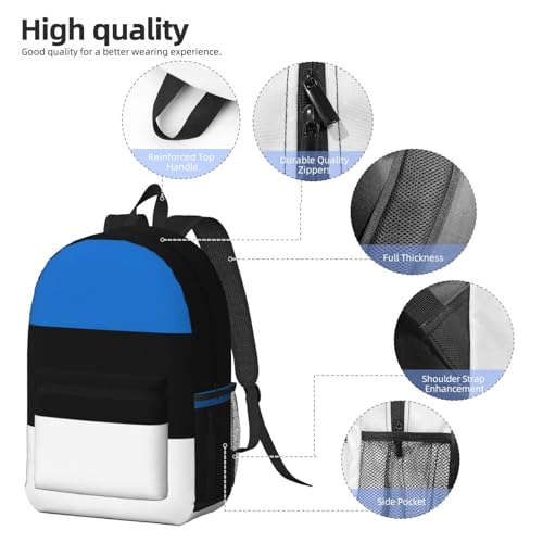 Mochila escolar ligera EdWal para universidad y viajes con diseño de bandera de Estonia 5