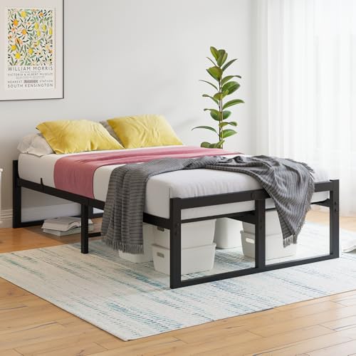 VECOCHO Bett120x200 cm,Bettgestell 120x200 mit Lattenrost aus Metall,Metallbett 120x200 cm mit Stauraum-32cm Hoch,Gästebett Doppelbett...