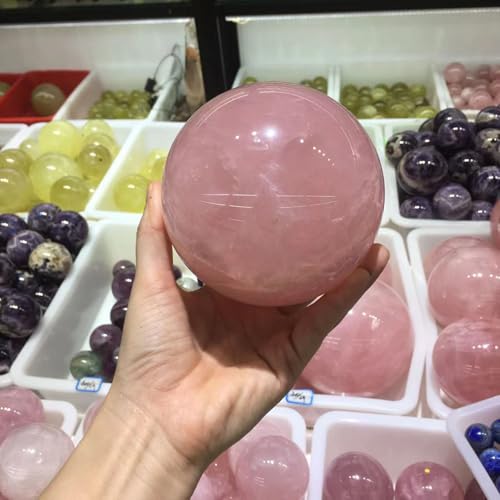 Sphère en quartz rose poli et véritable cristal de lithothérapie