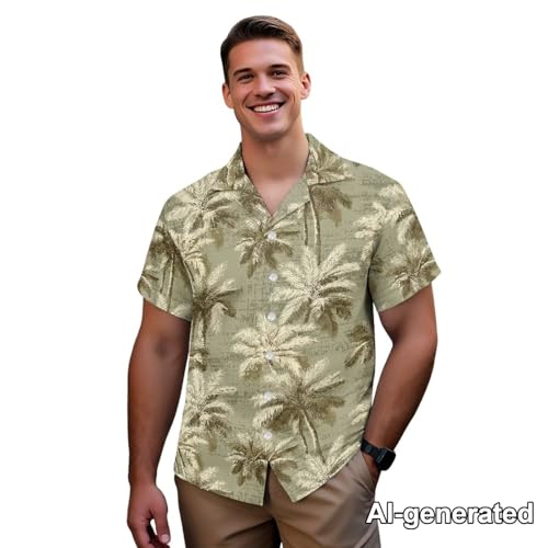 Image of Hawaii Matching Couple Outfits Husband and Wife Clothing Fashionable Mens Casual Shirts Hawaii Dress with Soft Fabric