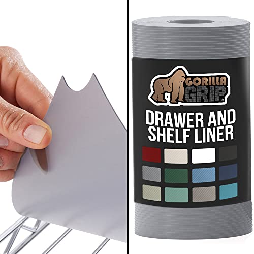 Image of Gorilla Grip Wire Shelf Liner Set of 4 and Ribbed Drawer Liner, Wire Shelf Liner Size 14x36, Mat Covers, Drawer Liner Size 17.5x20, Strong Grip Liners for Drawers, Both in Gray, 2 Item Bundle