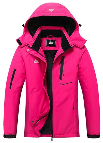 Image of MOERDENG Women's Waterproof Ski Jacket Warm Winter Coat Hooded Snowboarding Jacket Snow Coat