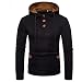 Chaqueta deportiva casual de gran tamaño con capucha de color de los hombres, Negro, Medium