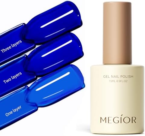 MEGIOR Klein Blue Jelly Gel Nail Polish 15ML Bright Blue Transparent Colors Soak Off UV Light Cure Long Lasting Easy to Apply Gel Polish for Women Girls Manicure DIY Nail Art Salon Home Gift