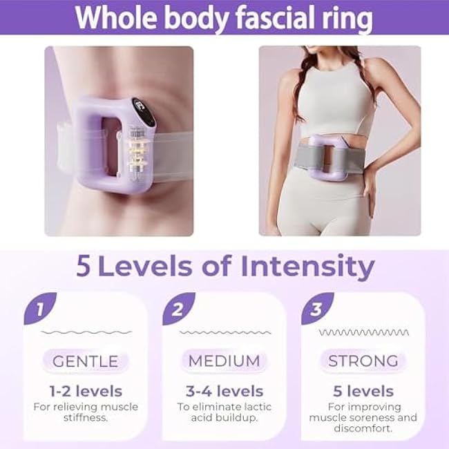 Fast Fat Burning Yoga Ring Massager, Multifunctional Full-Body Fascia Ring, Ergonomic Electric Fascia Massager, 5 Levels and 3 Modes for Muscle Knot Recovery & Relaxation