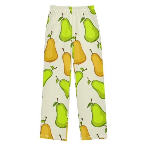 J JOYSAY Cartoon Pear Fruit Beige Pajamas Pants Soft Long Pajama Bottoms Lounge Sleep Pants Size S-XL