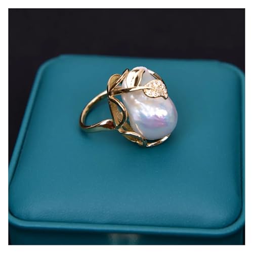 Anillo de perlas barrocas naturales de 18x23mm en plata 5