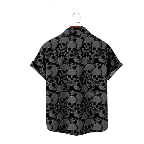 Cool Skull Button-Down Shirt Summer Skeleton Print Hawaiian Shirt2