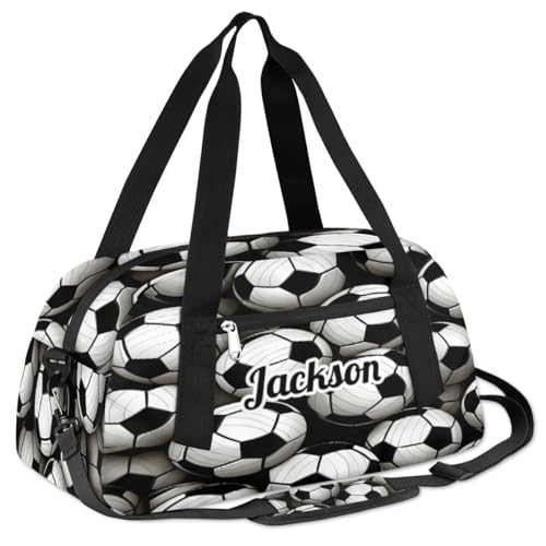 Personalized Custom Kids Duffel Bags, Customized Sports Gym Bag Girls Dance Bag Travel Duffel Bag Overnight Weekender Sleepover Carry On Tote Bag for Boys Girls,Sports Football Soccer3