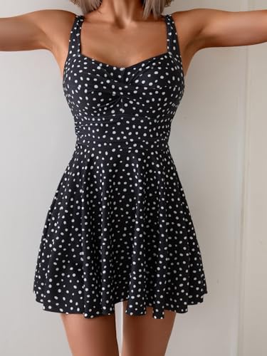 B2prity One Piece Swimdress Swimsuit for Women Tummy Control Wrap Swim Dress Modest Ruched Skirt Bathing Suit4