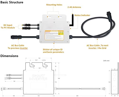 Inversor micro inteligente 300W MPPT microinversor solar de onda sinusoidal AC120V 220V 4
