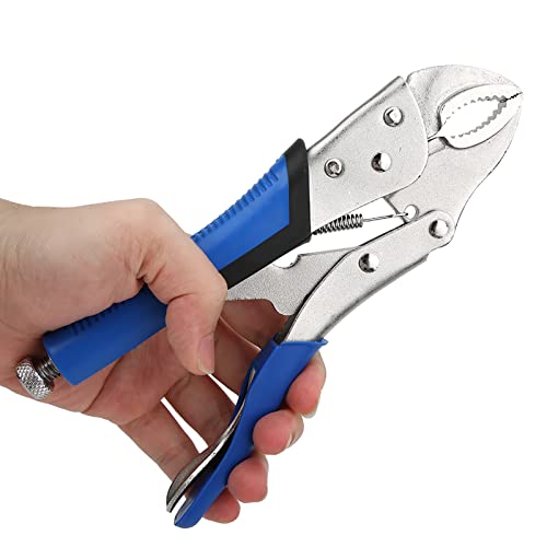 Curved Jaw Grip Locking Pliers, Riveting Welding Clamping Tool with Adjustable Opening Design, for Riveting, Welding, Grinding