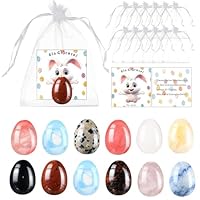 YDUNARISE 12er Kleine Ostergeschenke,Ostern Glückssteine mit Karte & Organzabeutel,Glücksbringer Ostereier,Oster Mitgebsel,Zufällige Farbe