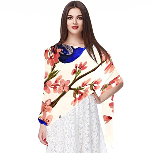 Foulard mousseline de soie femme motif paon rétro multicolore chic