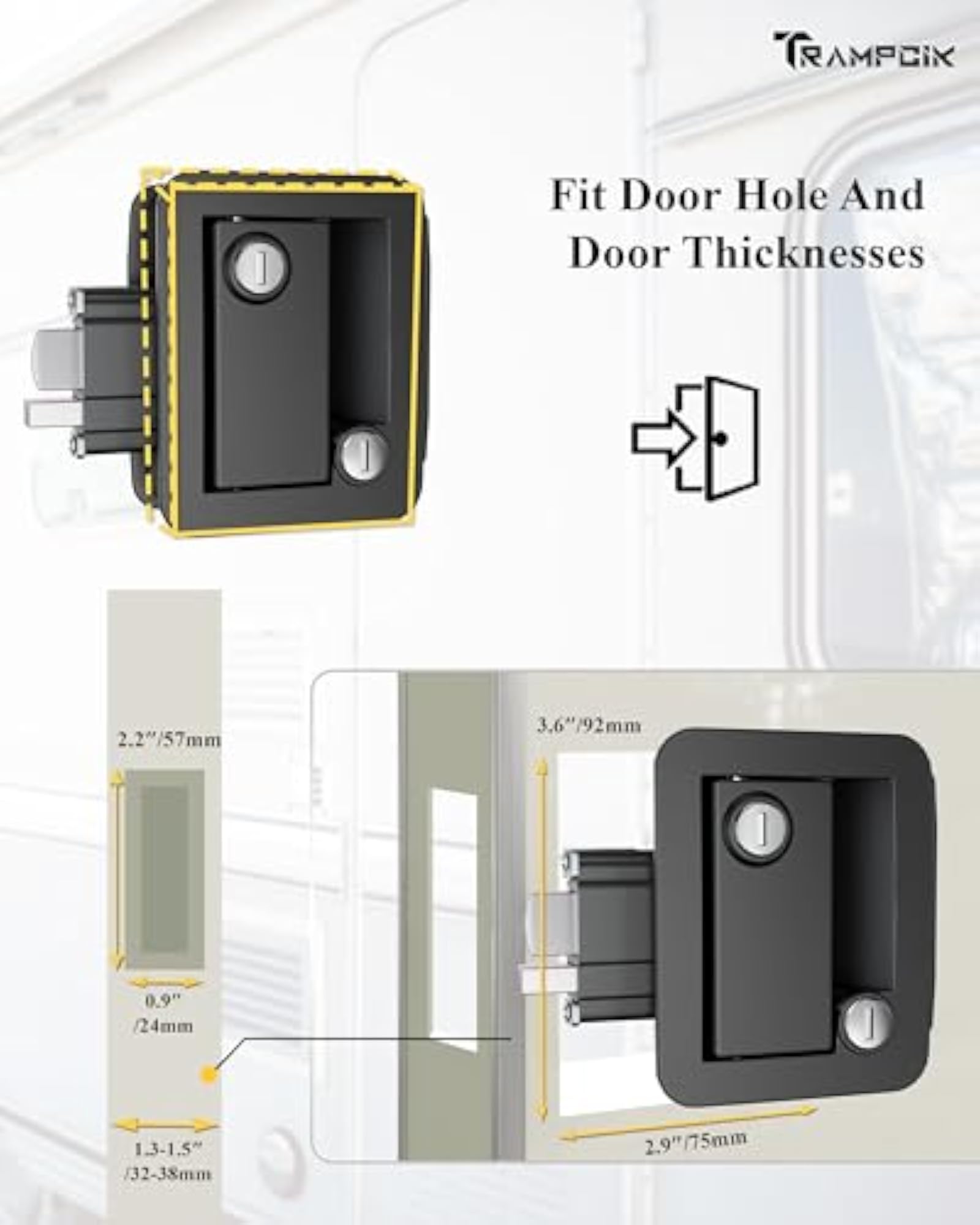 Engineering Plastic Camper Door Lock with 4 Alike Keys